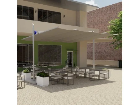 Maistra: die erste faltbare, neigbare und höhenverstellbare Segelmarkise