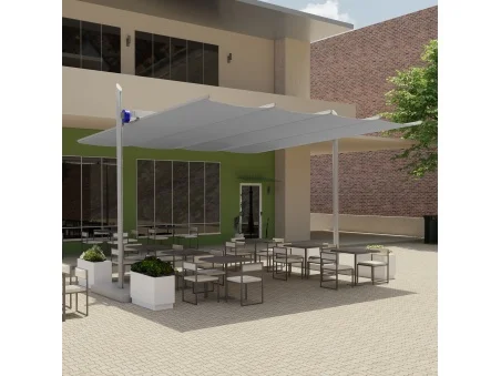 Maistra: die erste faltbare, neigbare und höhenverstellbare Segelmarkise