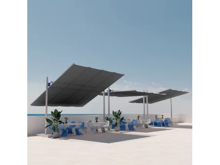 Maistra: die erste faltbare, neigbare und höhenverstellbare Segelmarkise