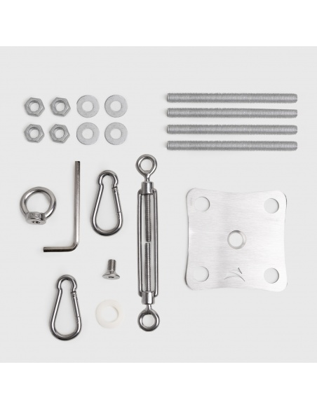 EZ Wall Fix Wandbefestigung Für Sonnensegel mit Spanner, Wandplatte und 2 Karabinerhaken