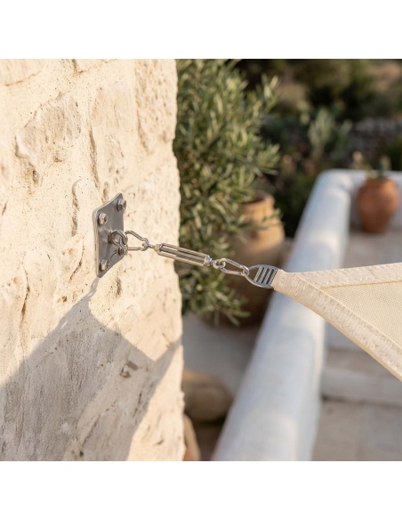 EZ Wall Fix Wandbefestigung Für Sonnensegel mit Spanner, Wandplatte und 2 Karabinerhaken