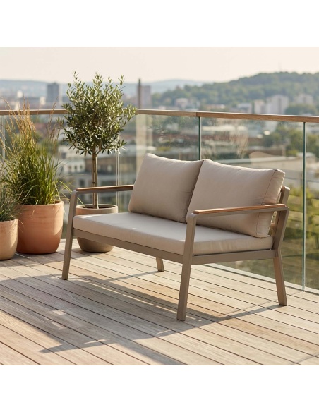 Parma: Outdoor-Lounge-Set aus Aluminium und Iroko-Holz