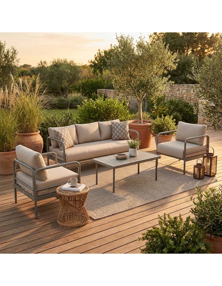 Melina: Outdoor-Lounge-Set mit extra-dicken Kissen