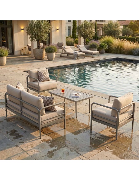 Melina: Outdoor-Lounge-Set mit extra-dicken Kissen