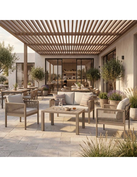 Genova: Handgefertigte Gartenlounge mit handgeflochtenem Seil