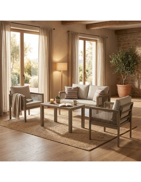 Genova: Handgefertigte Gartenlounge mit handgeflochtenem Seil