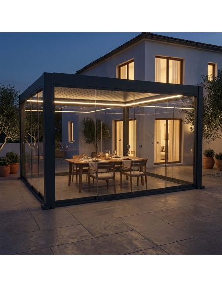 Glasschiebetüren für Lyra T6 - Pergola mit Glas geschlossen