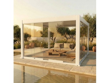 Glasschiebetüren für Lyra T6 - Pergola mit Glas geschlossen