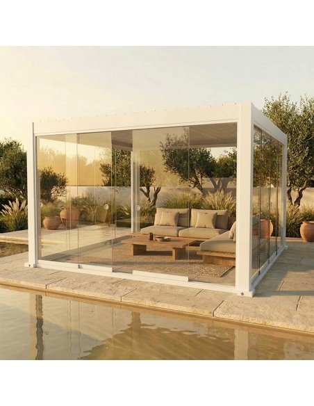 Glasschiebetüren für Lyra T6 - Pergola mit Glas geschlossen