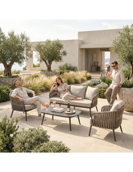 Quieta: 5-Sitzer Outdoor-Sofa-Set aus Aluminium und Rope