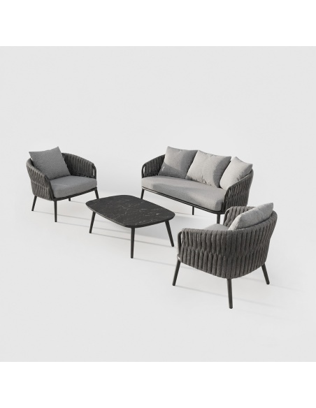 Quieta: 5-Sitzer Outdoor-Sofa-Set aus Aluminium und Rope