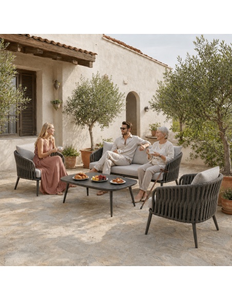 Quieta: 5-Sitzer Outdoor-Sofa-Set aus Aluminium und Rope