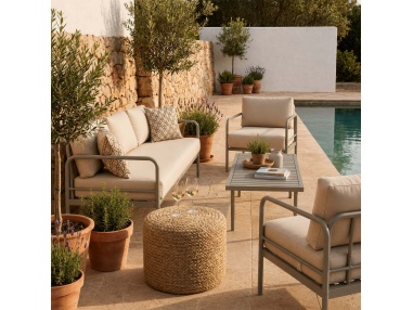 Thyrea: Geflochtener Outdoor-Pouf im Maanta Design