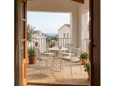 Fornax: 4er-Set Outdoor-Stühle aus Eisen mit Metallgeflecht
