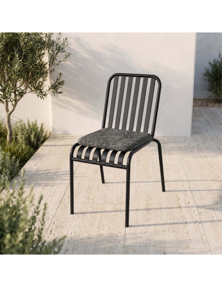 Forgya: 4er-Set Outdoor-Stühle aus Eisen mit vertikalen Lamellen