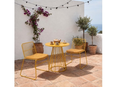Sydra: 2er-Set Outdoor-Stühle aus Eisen mit Rundstahl-Gestell