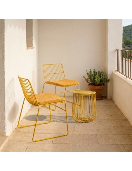 Sydra: 2er-Set Outdoor-Stühle aus Eisen mit Rundstahl-Gestell