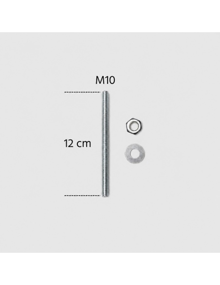 Set 4 Gewindestangen aus verzinktem Stahl M10  Länge 12 cm